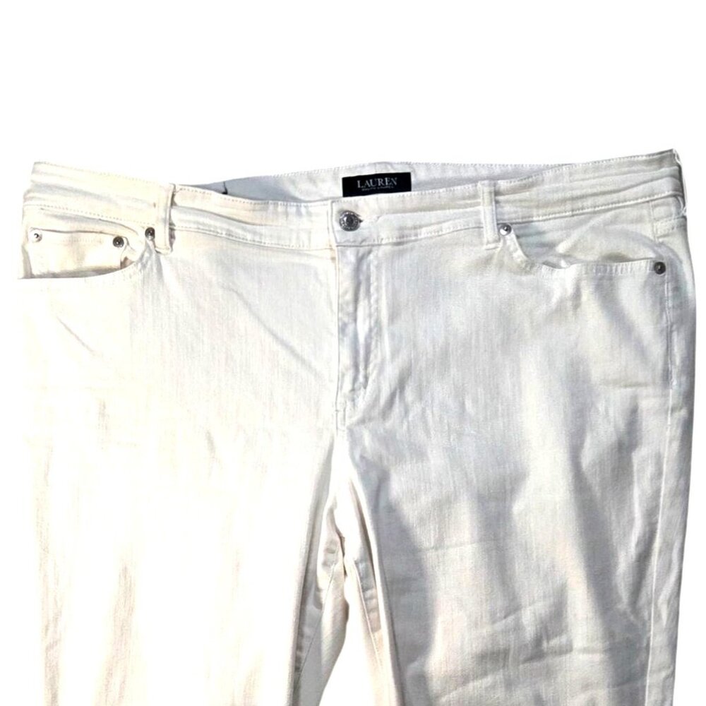 Lauren Ralph Lauren White Mid Rise Straight Leg Jeans Women's Plus Size 18W - Picture 2 of 7